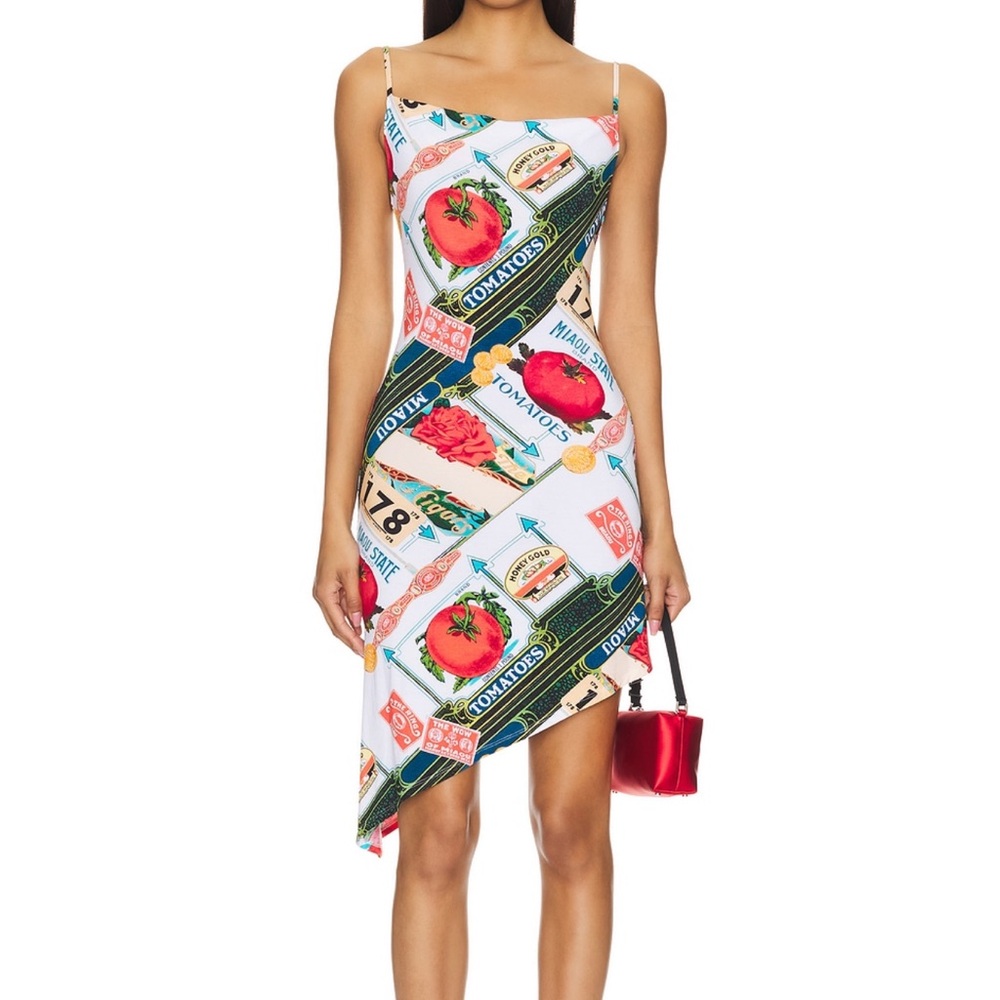 Miaou Multicolor Tomato Graphic Helga Dress in Figaro Print